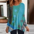 thumbnail image 2 of Feternal Women's T Shirt Tee Shirt Tunic Irregular Hem Print Long Sleeve Weekend Festival / Holiday Print Round Neck Regular Fit Fall & Winter, 2 of 5