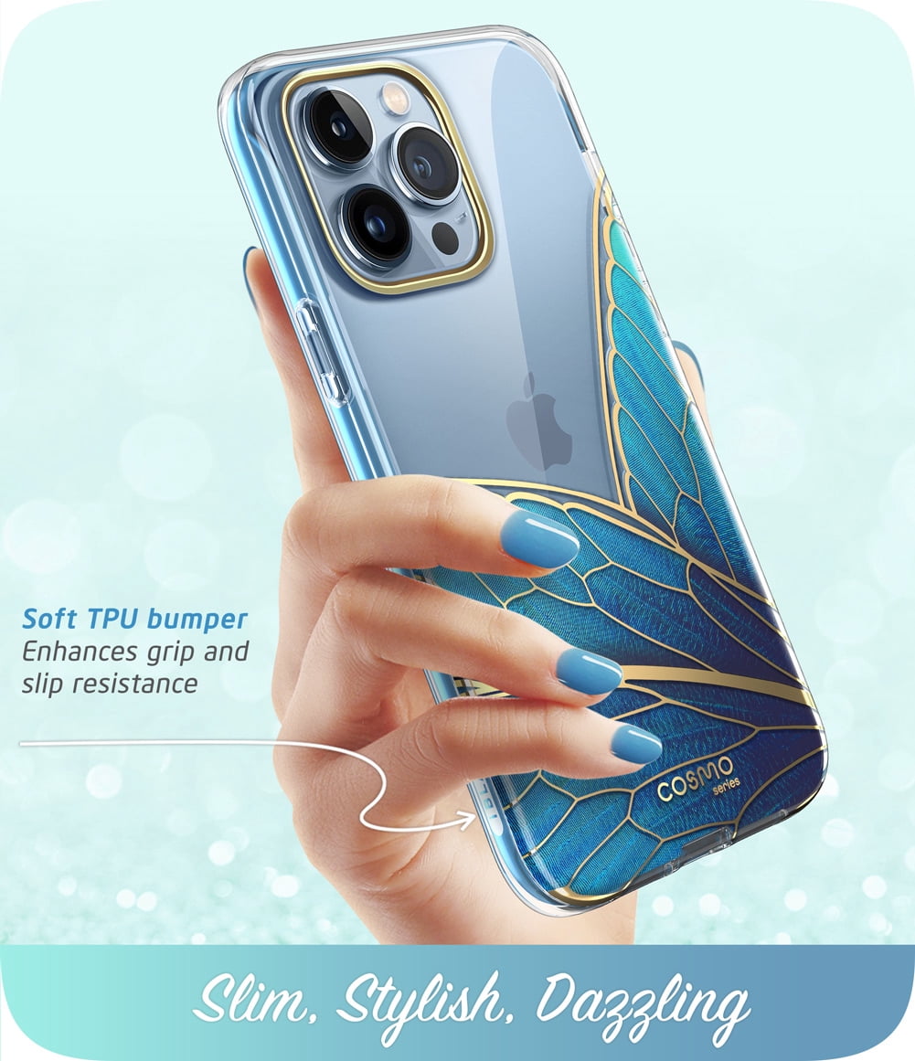 i-Blason Cosmo Series iPhone 13 Pro Max Case 6.7 inch (2021 Release), Slim Full-Body Stylish Protective Case for iPhone 13 Pro Max with Built-in Screen Protector (Butterfly)