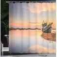 thumbnail image 4 of Ambesonne Nautical Shower Curtain, Boat on Beach Dusk, 69"Wx75"L, Blue Peach, 4 of 5