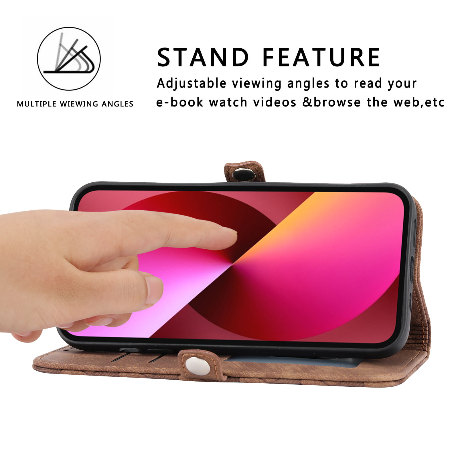TECH CIRCLE Case For iPhone 14,Luxury Magnetic Closure Flip Card