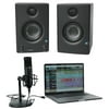 Pair Presonus Eris E3.5 3.5" Studio Monitors+USB Microphone w/Interface+Stand