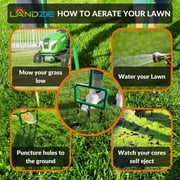 Landzie Hollow Tine Fork Lawn Aerator - 42 Inch Manual Stainless Steel Gardening Hand Tool - Grass Dethatcher Aerator Lawn Tool with Coring Tines for Compacted Soil - Lawn Plugger Aerator