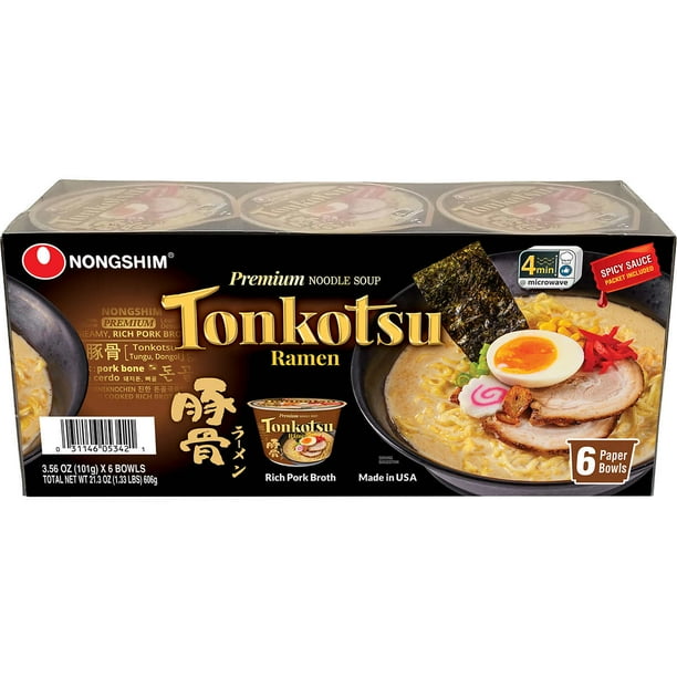Nongshim Tonkotsu Ramen Premium Noodle Soup, Rich Pork Broth, 3.56 oz