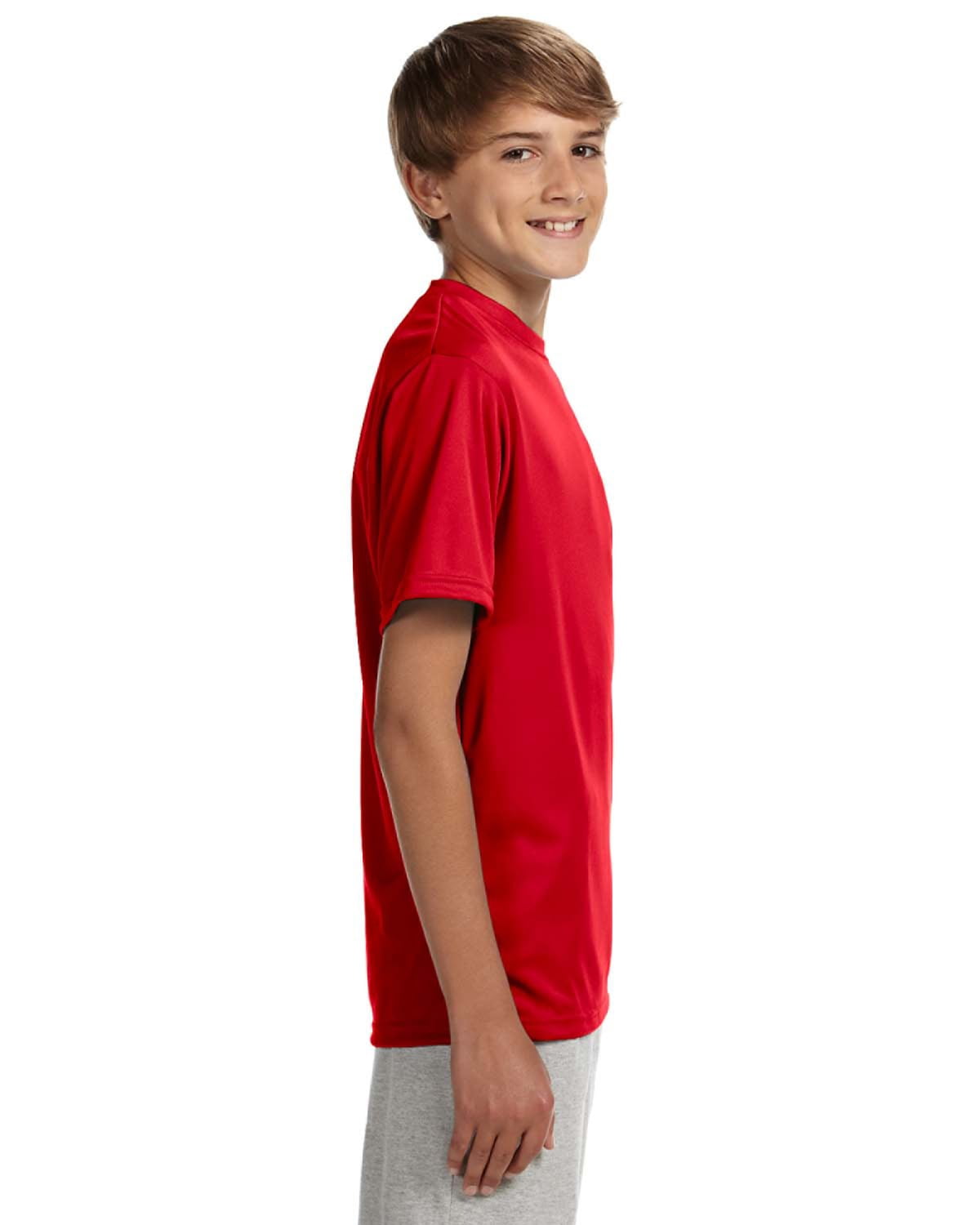 New Balance NB3142 Youth Performance T-Shirt - Athletic Orange, XS - Moisture Wicking, Stain Release
