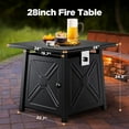 thumbnail image 2 of 28" Gas Fire Pits Table 2 in 1 Propane Fire Pit W/ Lid and Lava Rock for Outside, 50,000 BTU, Black, 2 of 7