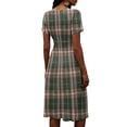 thumbnail image 6 of Minjewel Women's Gingham Shift Dress with Plaid V-Neck - Short Sleeve Summer Dress, Loose Flowy Beach Party Outfit, Preppy Comfy Vacation Mini Dress,Green,L, 6 of 6