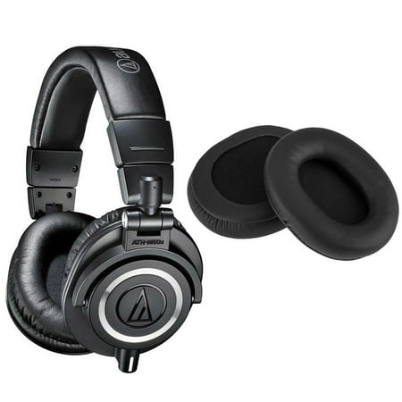 Audio-Technica ATH-M50X Professional Studio Monitor Headphones, Black, Professional Grade, Critically Acclaimed, with Detachable Cable - With H&A High Frequency Leather Earpads