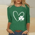 thumbnail image 2 of BLVB Women's 3/4 Sleeve St Patricks Day Shirts Casual Crewneck Festival Tees Green Tops Shamrock Tunics Blouses, 2 of 5
