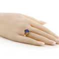 thumbnail image 3 of Gem Stone King 4.50 Ct Oval Blue Lapis Red Created Ruby 18K Yellow Gold Plated Silver Ring (Size 6), 3 of 4