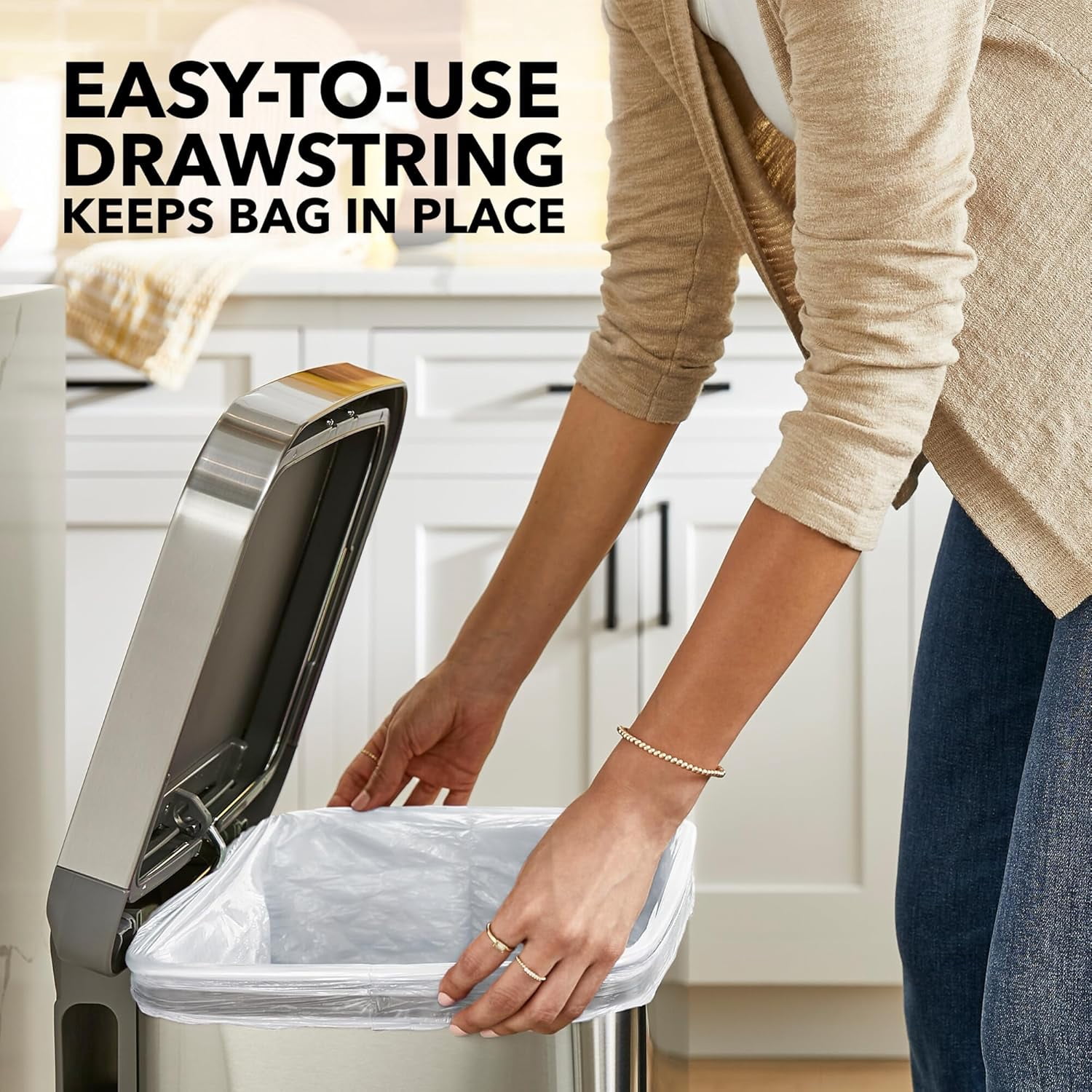 Tall Kitchen Trash Bags 13 Gallon, Fragrance Free Garbage Bags, Odorshield with Drawstring, 110 Count