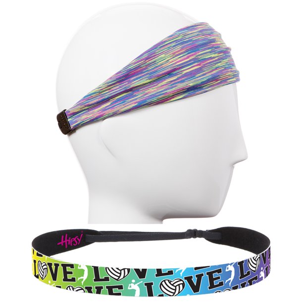 Hipsy Hipsy Adjustable No Slip Volleyball Headbands for Women (Rainbow & Multi 2pk) Guaranteed