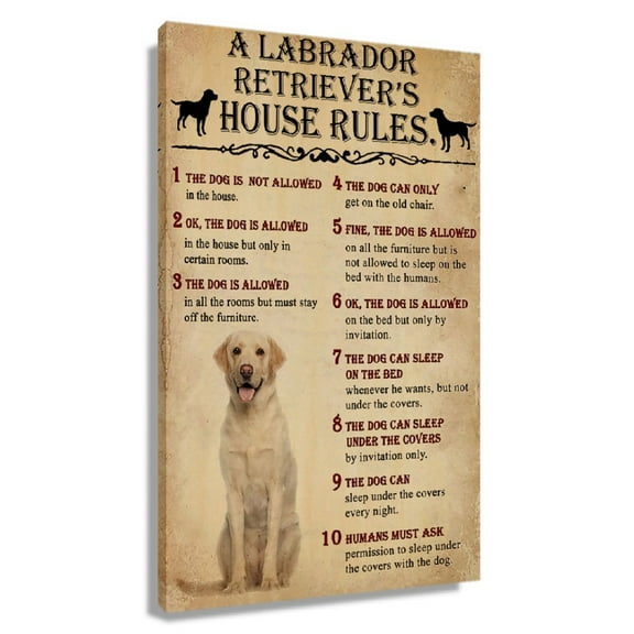 Funny Labrador Retriever Dog Wall Art Canvas Paintings Prints Wall Hanging Cute Animal Posters Unframed 12x18 in