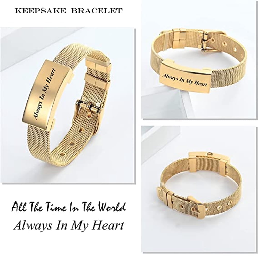 Adjustable Watch Band Cremation Jewelry Urn Bracelet for Ashes Personalized Message Urn Bangle for Women Men Memorial Keepsake-Forever in My Heart