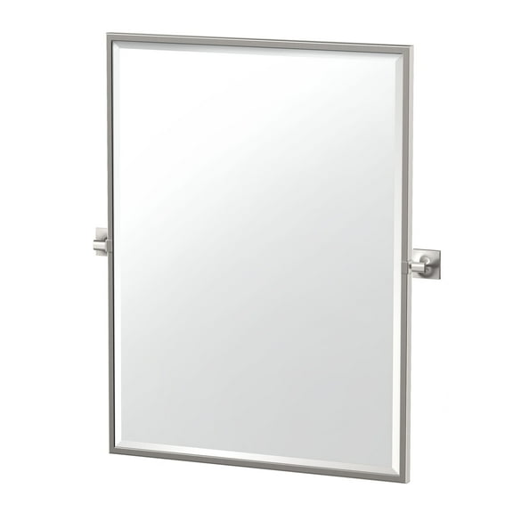 Gatco Waterline 32.5" Framed Rectangle Mirror, Satin Nickel