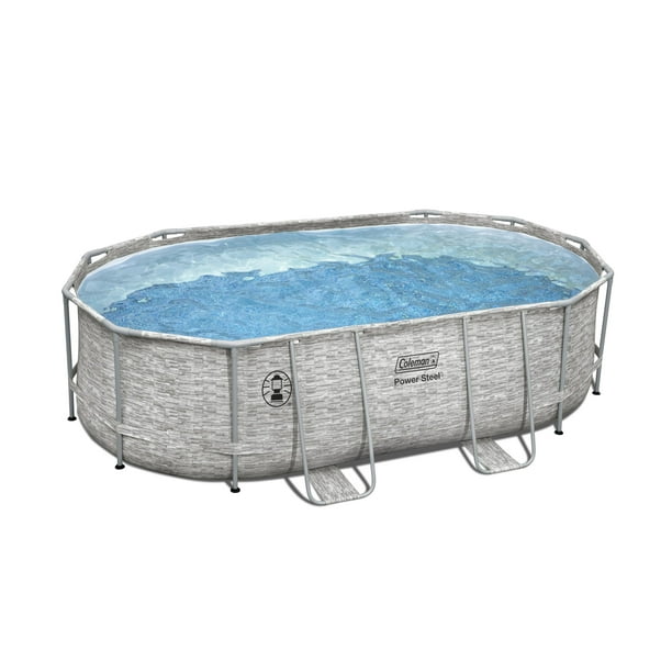 coleman round steel frame pool with sunshade