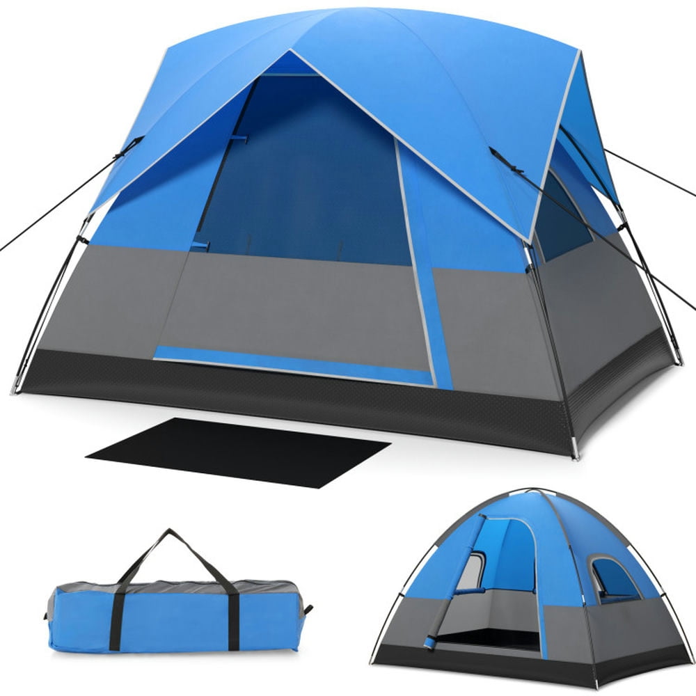 GVN Camping Tent, Tent,3 Person Outdoor Camping Tent with Removable Floor Mat for Camping Hiking Traveling-Blue