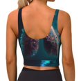thumbnail image 4 of Goofa Abstract Botanical Heart Printed Sports Bras for Women, High Impact Running Bra Workout Crop Tank Tops Longline Sports Bra Push up-XX-Large, 4 of 9