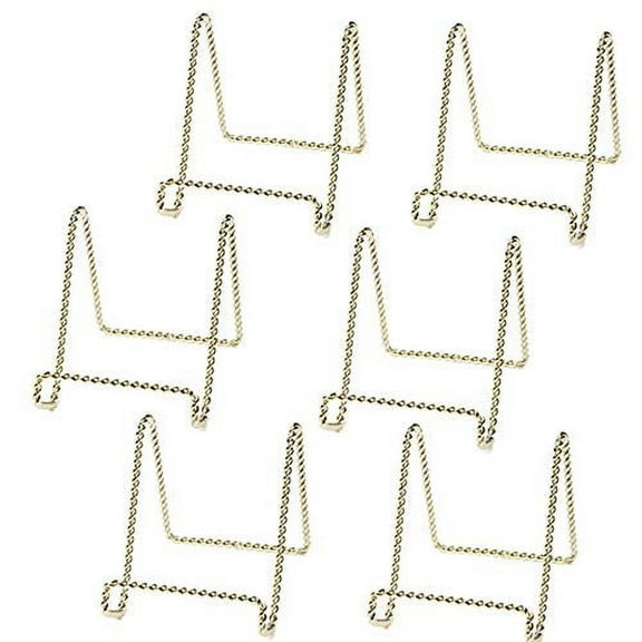 HOHIYA Plate Stands Display Gold Small Easel Rack Dish Holder Metal Twist Wire 3inch 6pcs