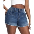 thumbnail image 4 of Gocolloa Women Plus Size Jean Shorts Stretchy 3.5" Sexy Trendy Patch Pocket High Waisted Denim Shorts Royal Blue 14W, 4 of 5