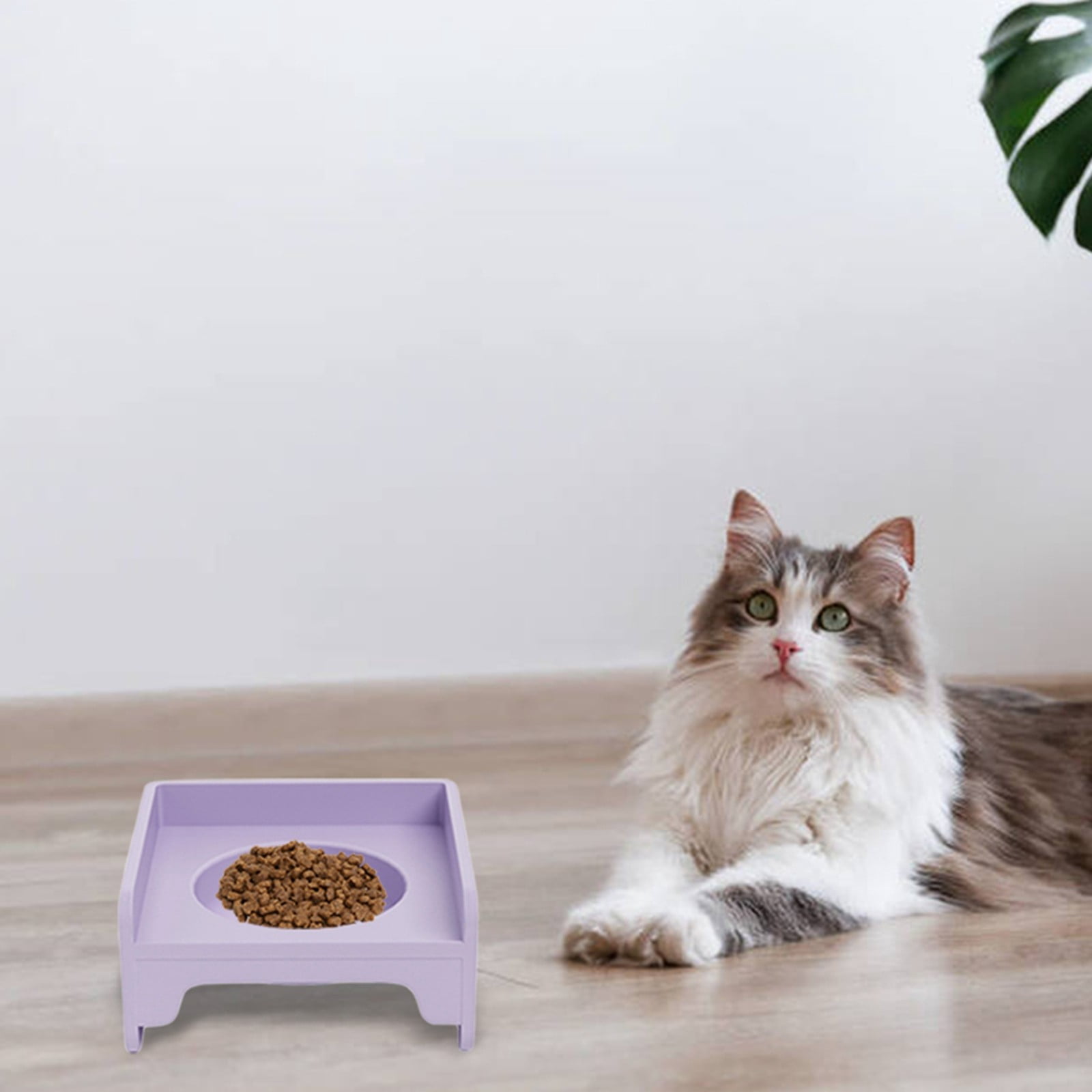 Ceramic Cat Bowl Wide Mouth Chin Square Raised Pet Dish for Cats Small Dogs Food Water Bowl Set