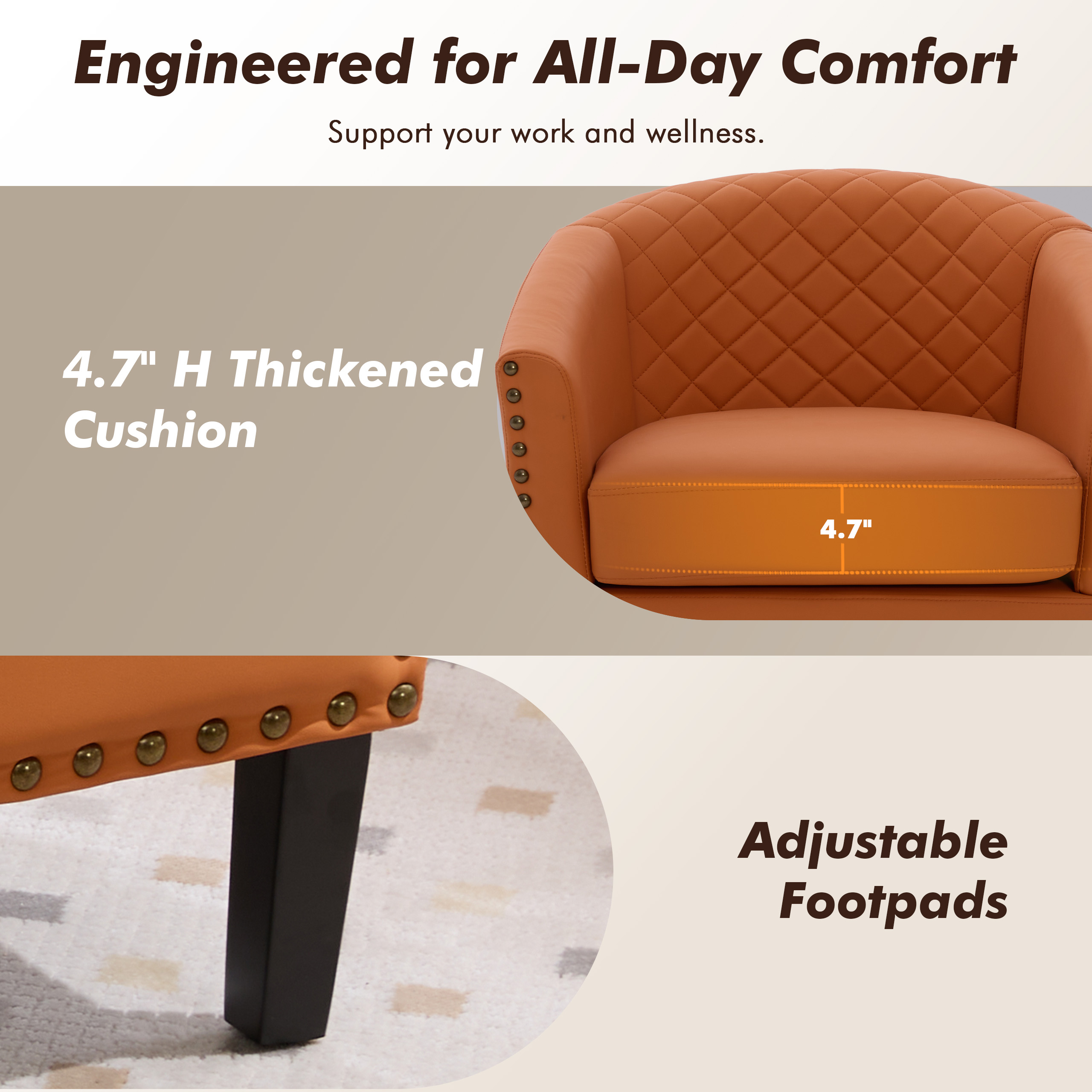 MOONMISS Barrel Accent Chair Club Armchairs Comfy chairs for Living Room, Bedroom,Orange