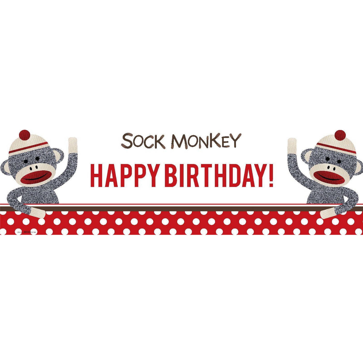 Sock Monkey  Red Birthday  Banner Standard Walmart  com