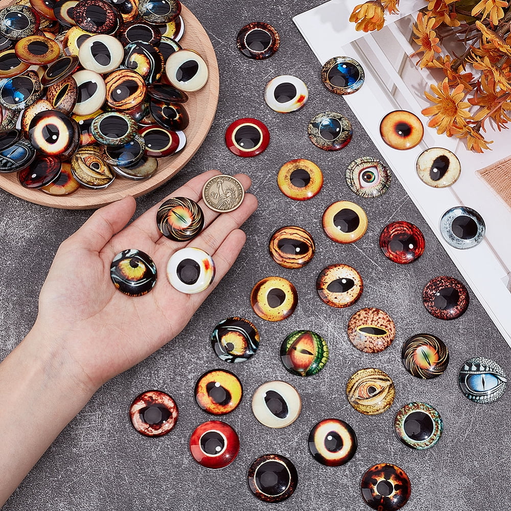 120pcs Dragon Eyes Glass Cabochons Evil Craft Eye Flatback Dome Cabochons Realistic Eye Snake Eyes