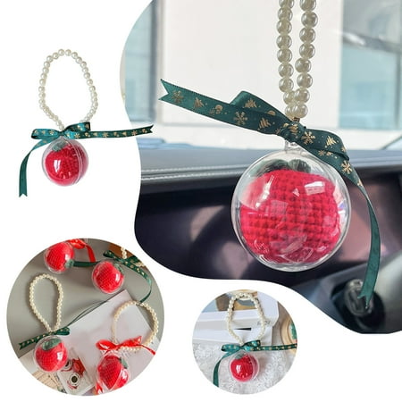 

WEPRO Christmas Car Pendant Handcrafted Finished Crochet Wool Woven Gift Inside Rearview Hanging Home Decoration Pendant