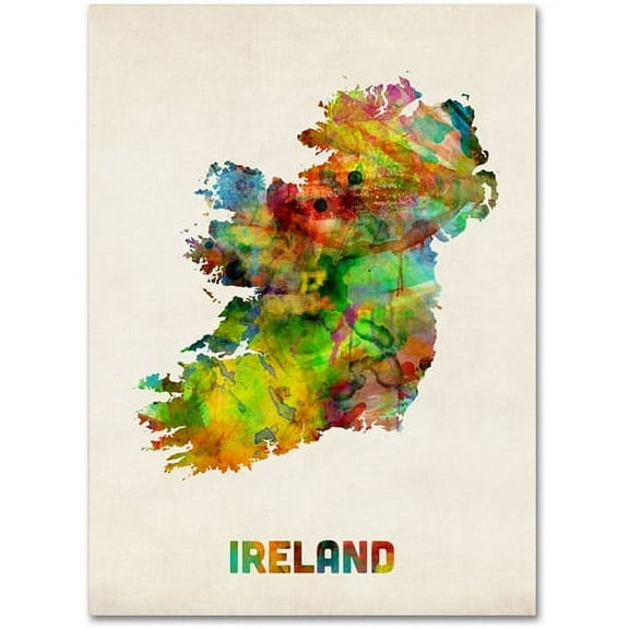 Trademark Fine Art "Ireland Watercolor Map" Canvas Art by Michael Tompsett