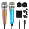 thumbnail image 1 of 2Pcs Mini Microphone, Tiny Microphone with Sponge Cover, Holder and Drawstring Bag Portable(Blue/Gold), 1 of 2