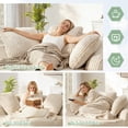thumbnail image 5 of Muumblus 61" Oversized Round Boneless Lounge Chaise Chair Indoor, Corduroy Deep Seat Cloud Couch Sleeper Sofa Bed with 3 Pillows, No Assembly Barrel Chair for Living Room, Beige, 5 of 9