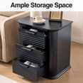 thumbnail image 4 of Bedside Nightstands, 22" Wide Fluted Nightstand with Charging Station, Modern End Table for Living Room, Bedroom, Home Office, Wood 3 Drawer Dresser, Large Bedside Tables, Curved Profile Design, 4 of 11