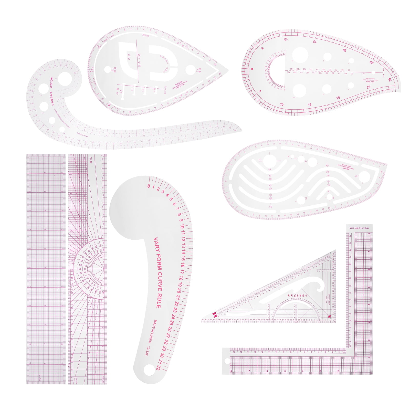 Tailor Ruler Set, Quilting Templates Sewing Curve Ruler L Ruler Commas