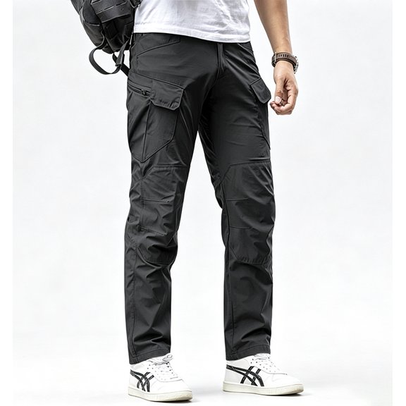 Men Daily Cargo Trousers Reinforced Light Tapered 6 Pocket Durable Outdoor Work Pants S-XXL