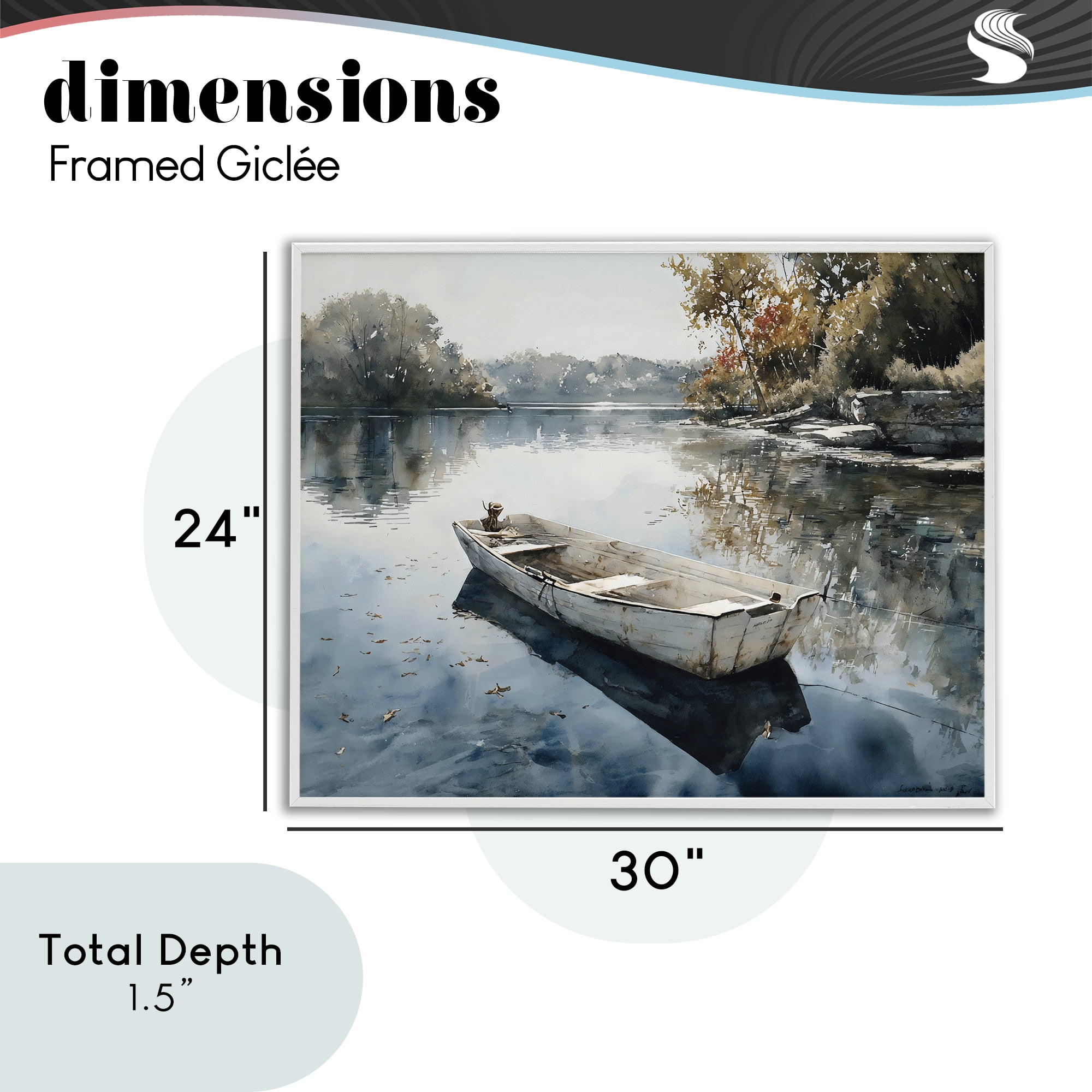 Stupell Industries Boat Ride Through Autumn Reflections White Framed Giclee Art, design by Franklyn Gregory