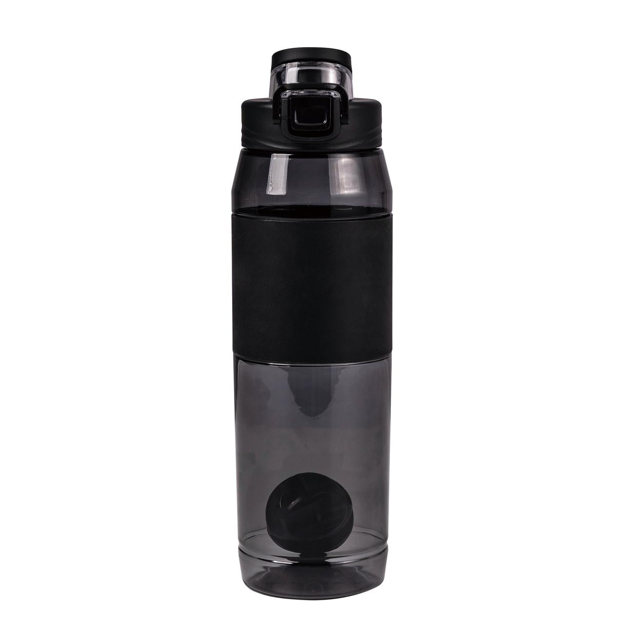 Mainstays 32 Fluid Ounces Shaker Water Bottle, Black, with Ball, Tritan