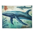 thumbnail image 5 of ONETECH Whale Tapestry Whale Printed Decorative Wall Hanging Art,Retro Marine Mediterranean Style Tapestries Teal Ocean Animal Bed Spreads Ocean Beach Park Theme Living Room Dorm Kids, 5 of 7