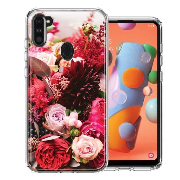 MUNDAZE For Samsung A11 Colorful Flowers Design Double Layer Phone Case Cover