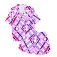 thumbnail image 4 of Luvoko Tween Pajamas Children's Two Piece Pajama Set With Plaid Printed Short Sleeved Shorts Girls Zip up Floral Robes Bridal Party Kids Robes Blushing Little Girls Soft Robes Warm Kids Robe Girls, 4 of 4