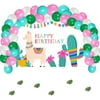 Llama Birthday Party Supplies Decorations, Llama Theme Backdrop with Balloons Kit for Kids Photo Background, (No Banner Cake Topper, Favors and Flatware)