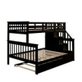 thumbnail image 3 of Twin-Over-Full Bunk Bed with Twin size Trundle, Storage and Guard Rail for Bedroom, Dorm, for Adults, Espresso, 3 of 9