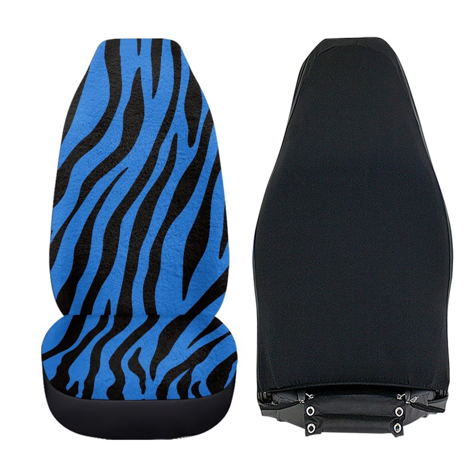 Uorisanigo Car Seat Covers 2pcs Blue Zebra Stripes High Back Front Seat Cushion Covers for Women Men Car Accessories Coral Velvet Fabric Seats Cover for Most Vehicles, All Weather Protection