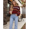 thumbnail image 2 of Cogild Sweaters for Women Striped Crewneck Long Sleeve Knit Pullover Sweater, 2 of 9