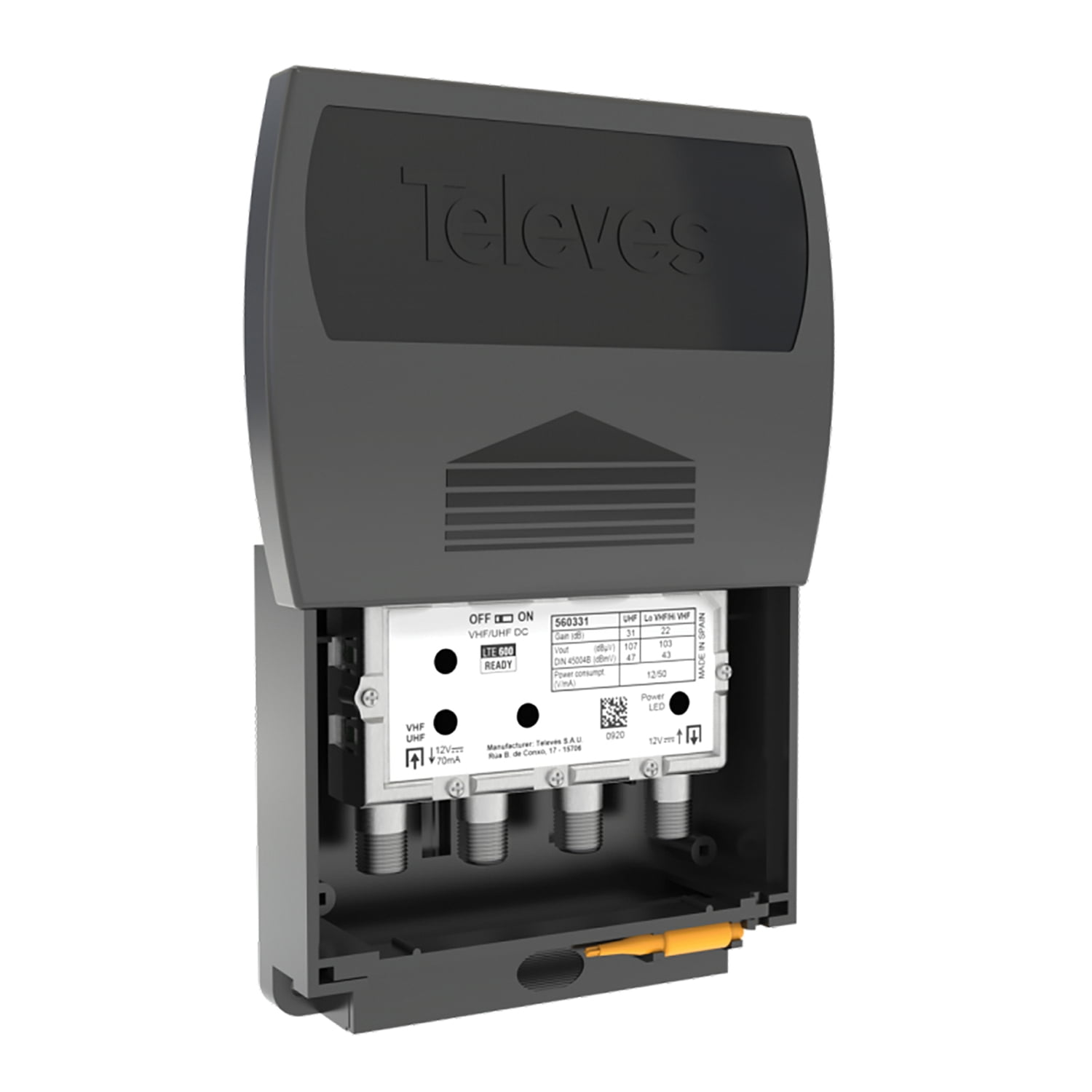 Televes Single-Input TForce Mast Amplifier with BOSS-Tech and “F” Power Supply Unit