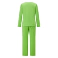 thumbnail image 3 of Christmas Family Pajamas Matching Set with Dog Green Long Sleeve Heart Embroidery Sleepwear, 3 of 4