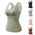 thumbnail image 4 of Lovskoo 2024 Women's Winter Thermal Fleece Lined Underwear Tops Cami Tank Top Self-Heating Lace Seamless Fleece Bottoming Cold-Proof Warm Base Layer Vest Green, 4 of 4