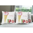 thumbnail image 6 of Ambesonne Ice Cream Throw Pillow Cover 4 Pack, Summer Flavors, 16", Sand Brown Pale Pink, 6 of 7