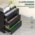 thumbnail image 4 of IKIMI 3-Drawer Lateral File Cabinet with Lock, 35.4" Wide Metal Filing Cabinet for Letter/Legal/A4 Files, Black, 4 of 8