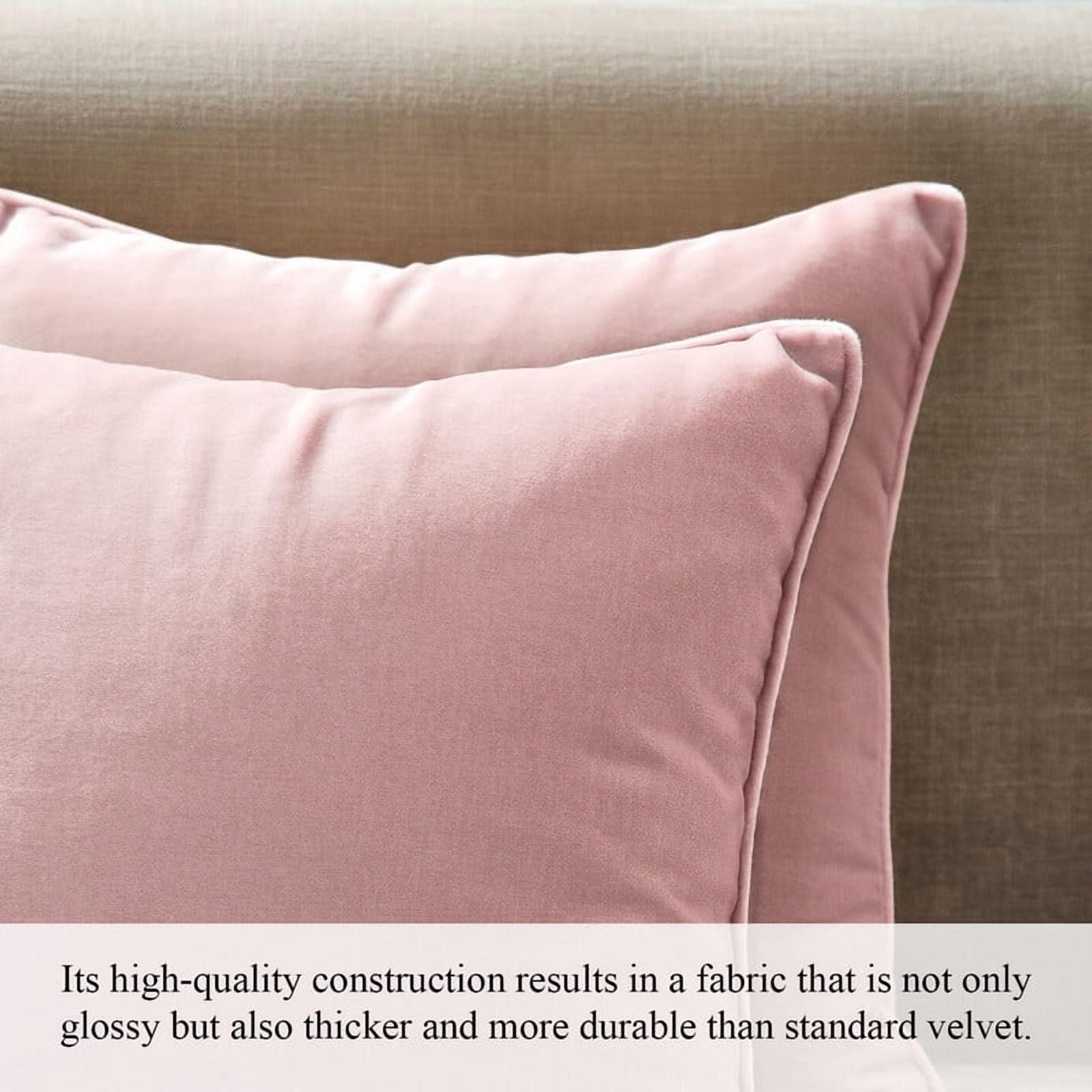 A1HC Set of 2 Luxurious Soft Velvet Throw Pillow Covers Only, 22"x22", Pink, Decorative Cushion Covers with Hidden YKK Zipper for Sofa or Bed