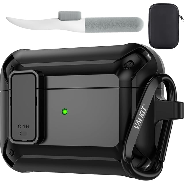 Funda Valkit para Airpods Pro con kit de limpieza y candado, negra